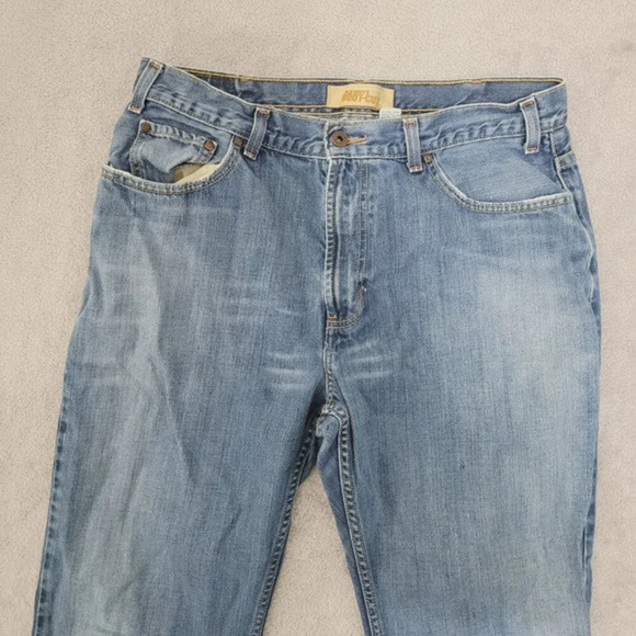 Y2K Old Navy's Boot-Cut Mens Jeans 36x30 Blue Ripped hem JCT - Picture 6 of 9